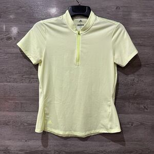 Adidas Womens Neon Green Stripe Golf Polo 1/4 Zip Performance Size Small